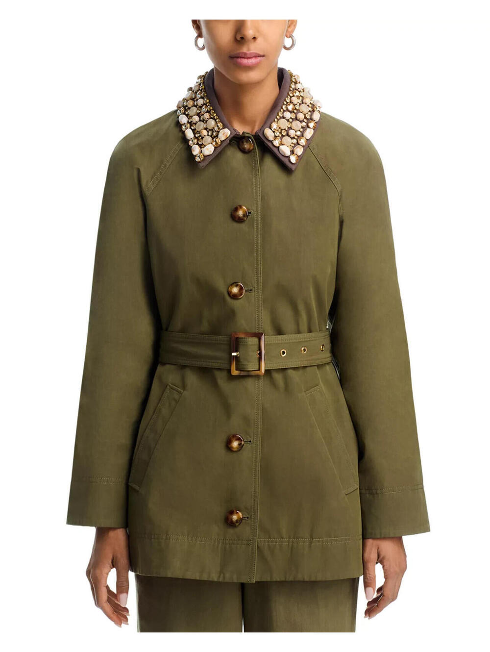 NEW, Veronica Beard Langham Waxed Belted Dickey Coat in Army Sz S #SJ2331 - Picture 2 of 12